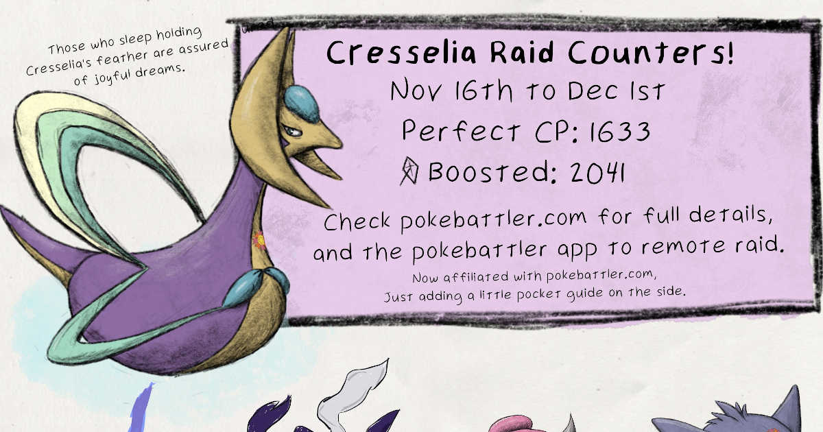 Cresselia Counters Pokemon GO Pokebattler